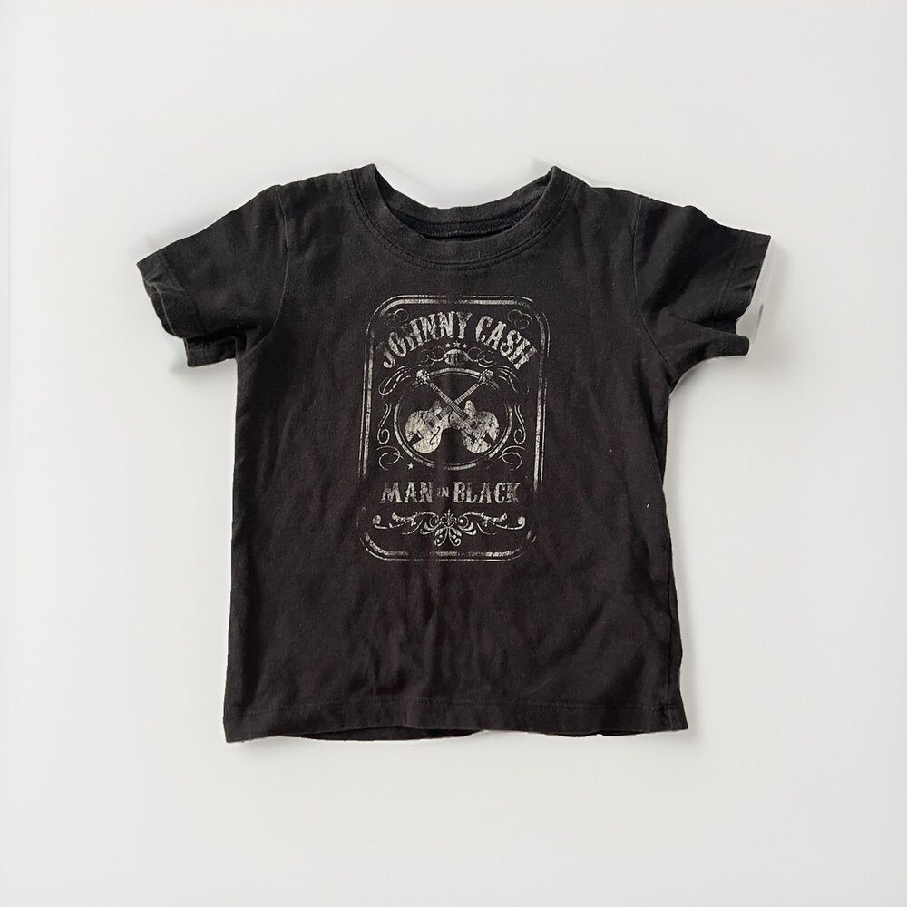 Johnny Cash Man in Black Toddler Size 2T Black Graphic T-Shirt Band Country Tee
